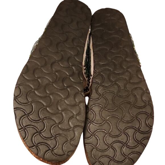 Cloud walkers Beaded Sandals Women's 11 - Green and Brown Wedge - Picture 2 of 4